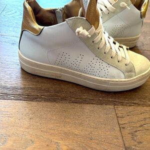 P448 Women's High-Top Sneakers - Cream and Brown